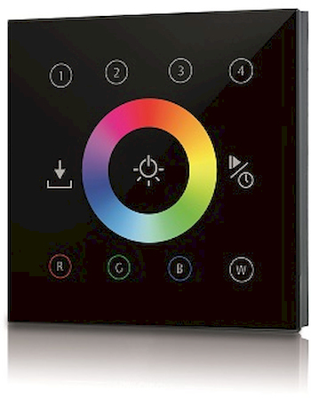 Rutec  AC-Funk Touchpanel 4 ZONEN RGBW Glas - schwarz